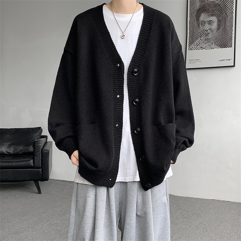8XL-M大码V领开衫毛衣外套男日系复古宽松慵懒风针织衫KS002p55,男装针织衫/毛衣,电商B312