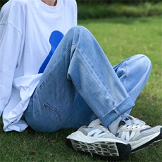 高街牛仔裤男潮牌vibe宽松裤子ins潮流直筒阔腿长裤A080-9231-P30，男装牛仔裤，电商A080