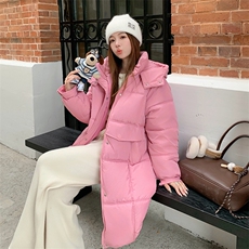 韩版减龄保暖中长款减龄棉服女2025冬季新款显瘦加厚连帽棉衣棉袄，女装棉衣/棉服，2D148