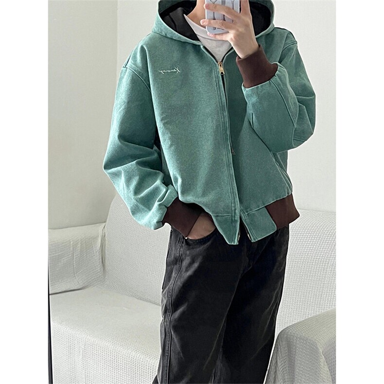 美式复古连帽外套潮牌高级感棒球服底特律夹克JK166特P62,男装夹克,星座908-1