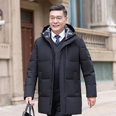 男士中老年羽绒服中长款爸爸装加厚大码外套yr238-P200毛领+10元，男装羽绒服，星座1210B