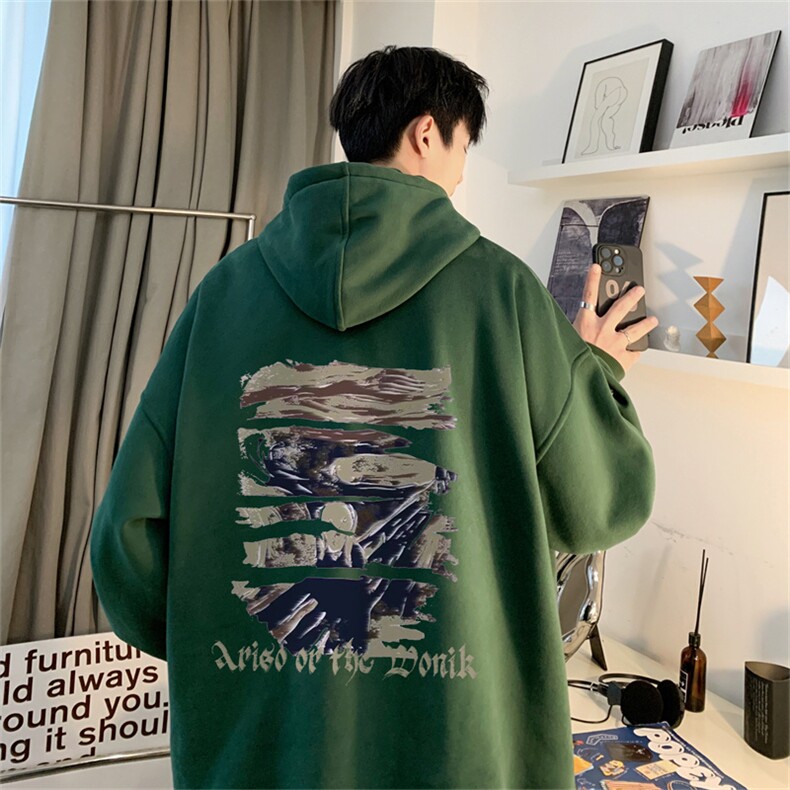 抖音品质23/秋季320G华棉男士连帽大码印花卫衣WYH3248-P45控68,男装卫衣,电商B370