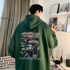 抖音品质23/秋季320G华棉男士连帽大码印花卫衣WYH3248-P45控68，男装卫衣，电商B370