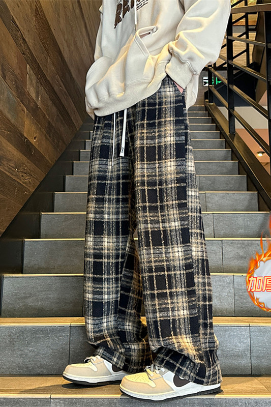 XZ616冬季新款毛呢格子加绒加厚直筒休闲长裤TY997P65控78,男装休闲裤,星座512A（原616）