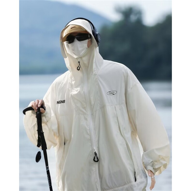 夏季新款户外轻薄冲锋衣夹克潮牌宽松连帽防晒衣男现货W8246-P45，男装防晒衣，星座512-4