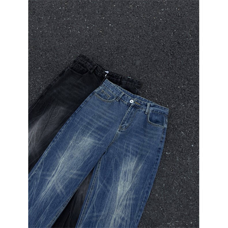 vibe高街裤子美式复古牛仔裤男款宽松阔腿直筒裤JN011-P4868,男装牛仔裤,星座1008-1