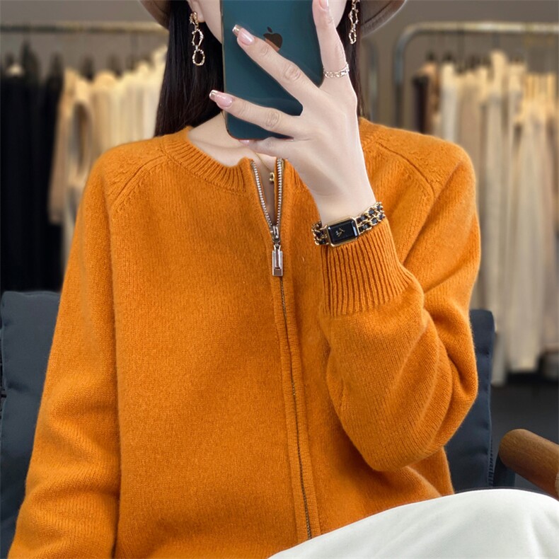 2025年春季修身型套头单件长袖圆领纯色时尚百搭,女装羊绒衫,春贝羊绒