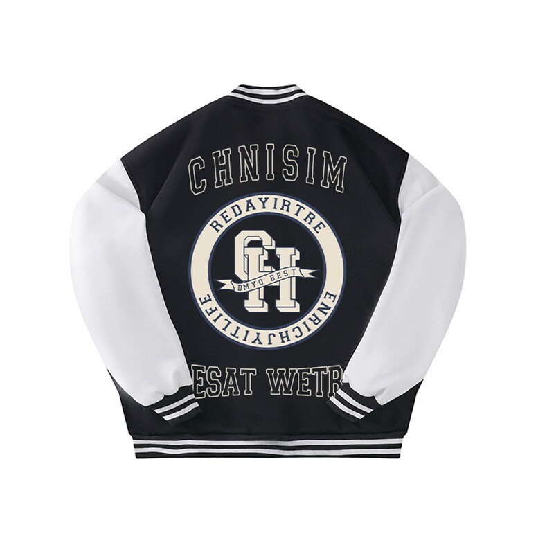 抖音得物高品质全棉380克潮立领棒球服开衫印花卫衣外套ACM1203,女装短外套,电商A443
