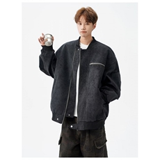 1506/QJ5280/P77美式vintage棒球服麂皮绒夹克设计感短款工装外套，男装夹克，星座1506