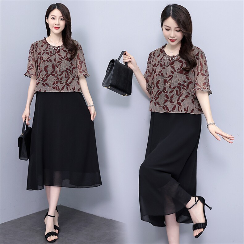 （现货）2025年夏季优雅气质短袖圆领宽松大码连衣裙，女装连衣裙，深妍伊美