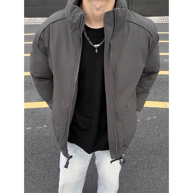 现货冬季美式休闲加厚雪山外套夹克立领纯色三防户外工装棉服,男装夹克,电商A486