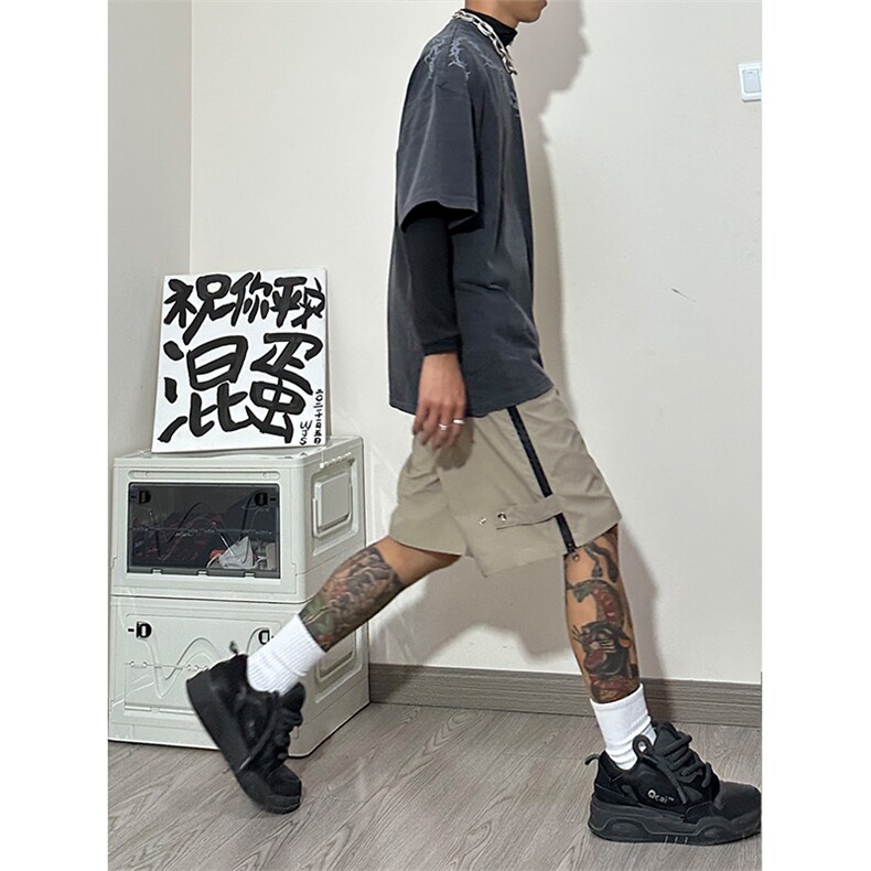 港风抖音品质冲锋裤短裤五分裤休闲裤工装裤A014-DY2321-P55控78,男装休闲裤,电商A014