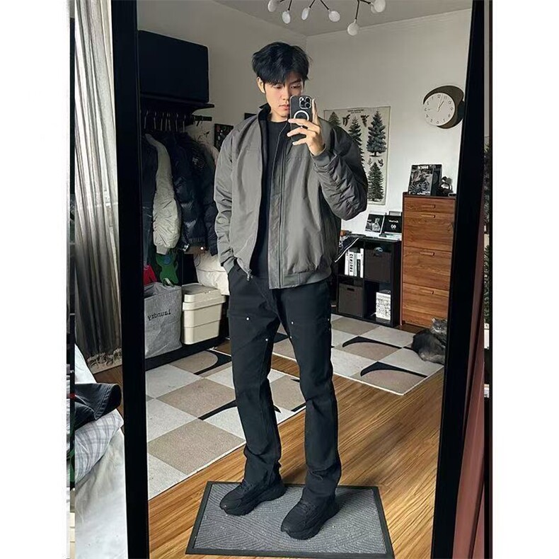 春秋男款小众简约夹克棉服工装飞行员美式廓形短款立领棒球外套,男装夹克,四季星座505