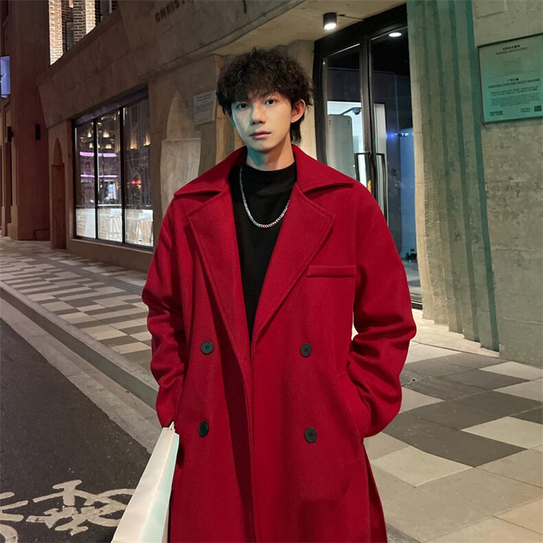 外景秋冬美式宽松毛呢大衣男中长款风衣外套MN99995/P100加棉P110,男装风衣,电商B316