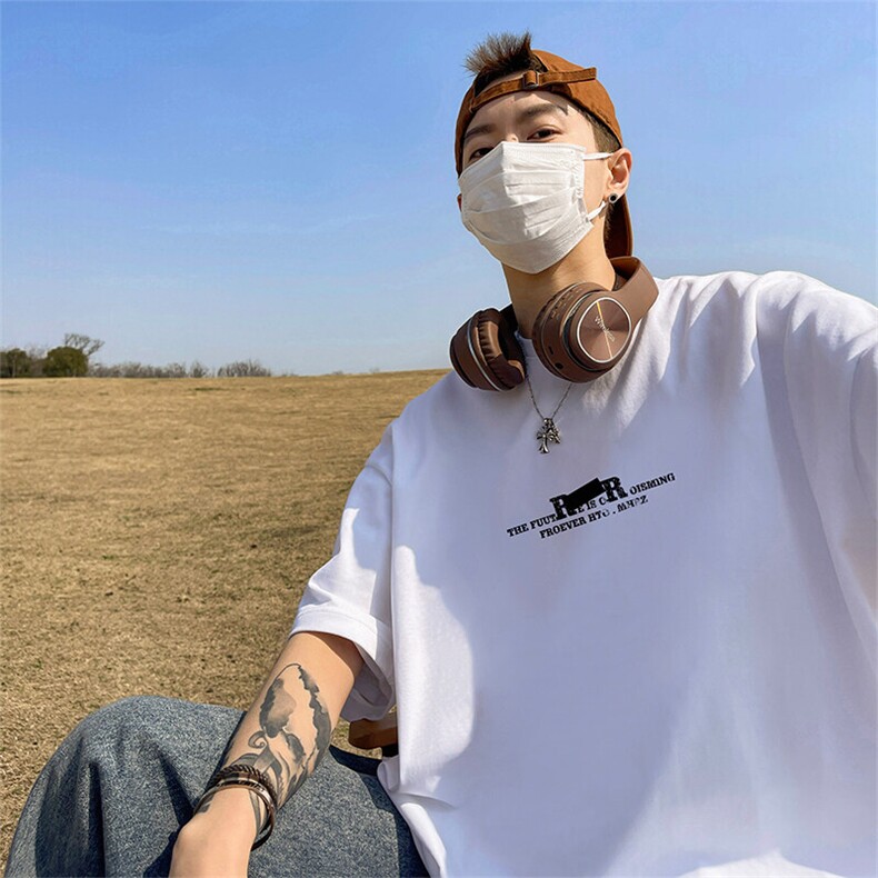 抖音得物二开现货220克夏装重磅美式高街宽松短袖t恤MT126,男装T恤,电商A486-1
