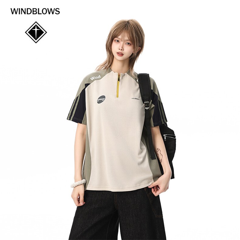 网图现货半拉链撞色凉感t恤男女户外运动训练服速干短袖RG133-P45,男装T恤,星座1005-4