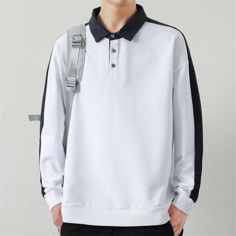 高品质日系翻领拼接长袖POLO衫男士潮款百搭卫衣男PL01-P46,男装卫衣,星座1204