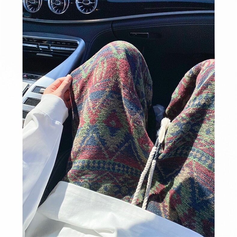 04潮民族风花型宽松直筒休闲裤复古阔腿裤XZ211-1-K2445-P60，男装民族服装，星座211-1