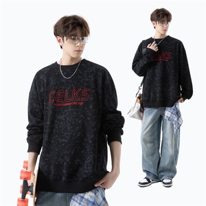 现货/秋季新款扎染重磅刺绣卫衣男 B219A-ZY251-P48加绒P53控78图片