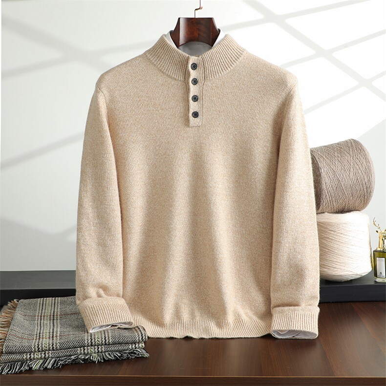 套头毛衣男士秋冬新款休闲宽松35%羊绒打底衫男装，男装羊绒套衫，榆莲羊绒