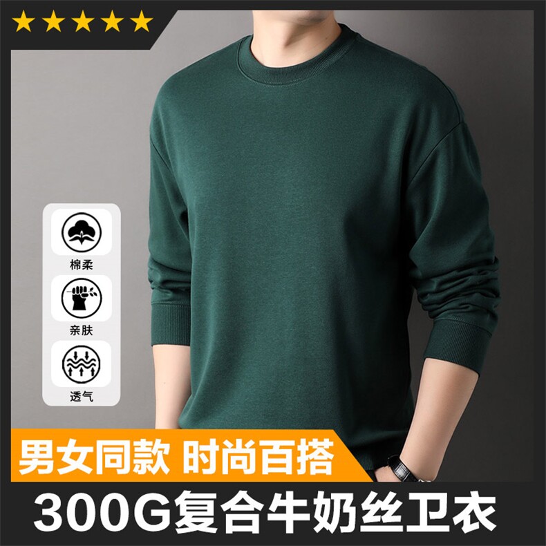 男装卫衣F83083主推款59%棉300g复合牛奶丝圆领卫衣微阔版14纯色图片