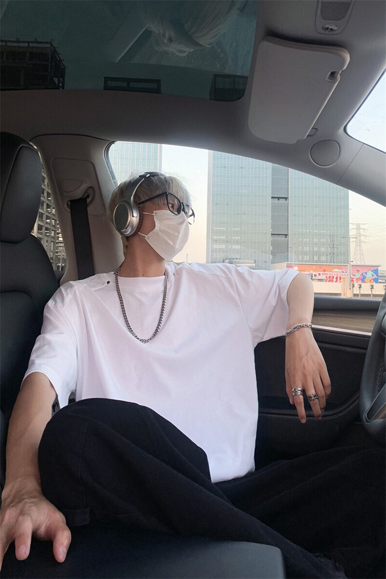 重磅美式高街金属装饰短袖T恤男女复古宽松半袖t恤T3625-特价P25,男装T恤,电商A007