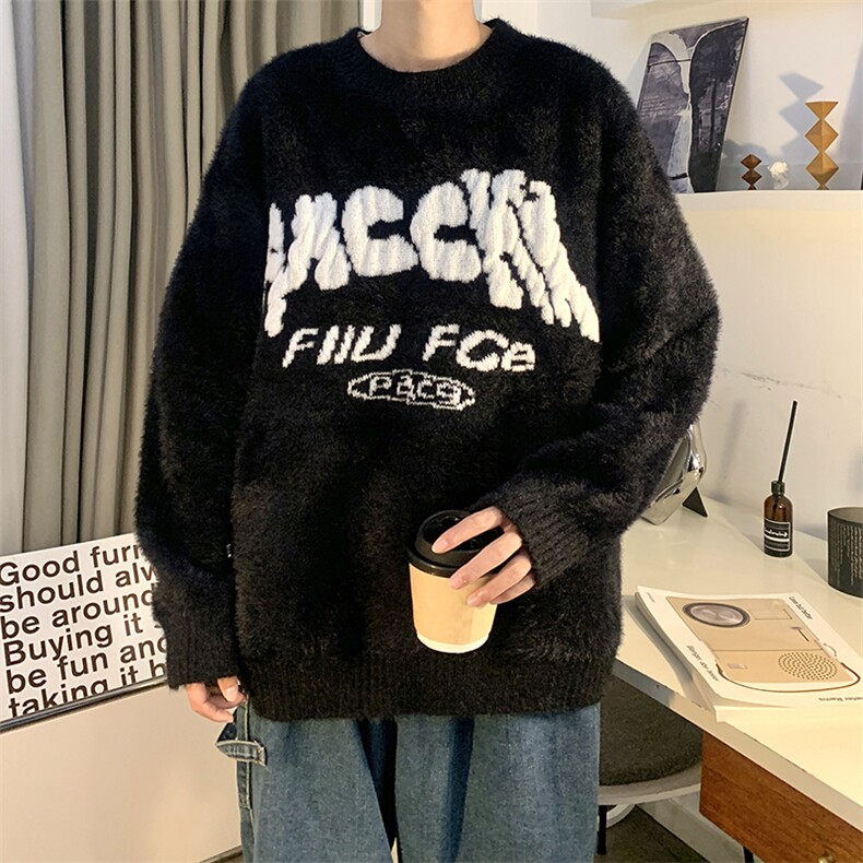 MY133-P60提花软糯貂毛字母毛衣,男装针织衫/毛衣,星座1501-1