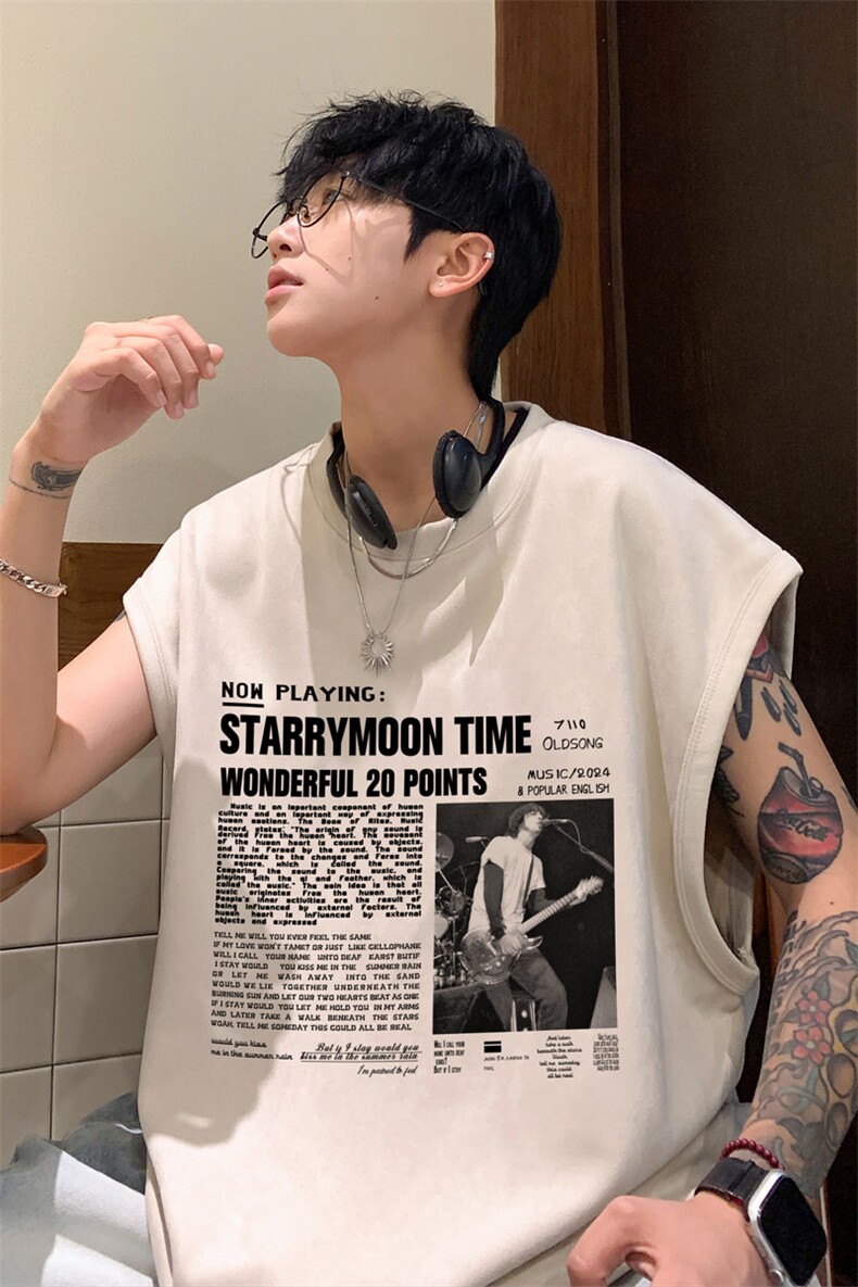 ！2025夏季新款男士麂皮绒背心情侣无袖T恤TLBX03特P18控38,男装T恤,电商B220