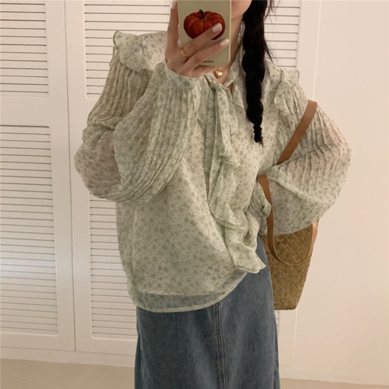 夏季新款韩系碎花连衣裙，女装连衣裙，三文鱼