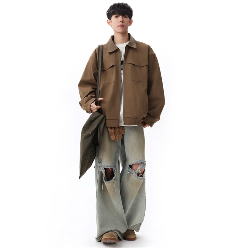 翻领夹克男春季简约宽松潮流百搭上衣服JK266-P73,男装夹克,星座308B-2