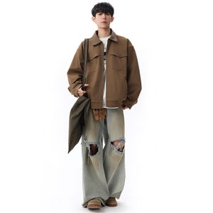 翻领夹克男春季简约宽松潮流百搭上衣服JK266-P73图片