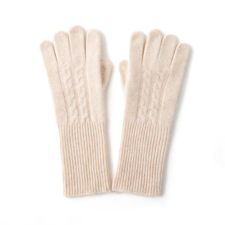 2025年新秋季新款百搭男女通用坑条双股加厚保暖分指手套，手套，轩妮羊绒