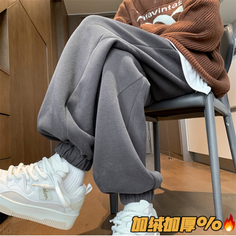 秋冬新款加绒加厚压褶束脚卫裤 M~5XL XZ604-KP95JR-P60控78图片