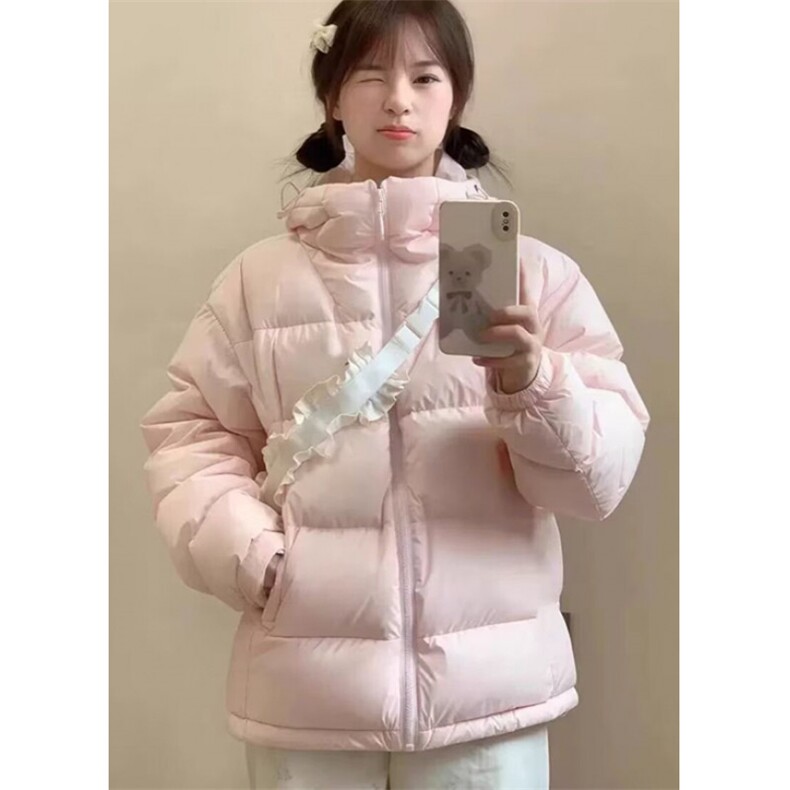 冬季粉色连帽羽绒棉服女短款甜美学院风面包服加厚外套M210,男装棉衣,星座1116A（原606A-3）