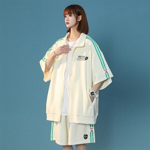中性 2023夏季新款印花宽松运动风情侣开衫套装 TZ658 P85控108图片