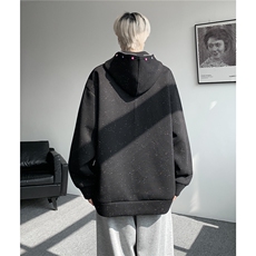 WY10181-特P55加绒特65重磅美式连帽大码卫衣半拉链外套男，女装短外套，电商A059
