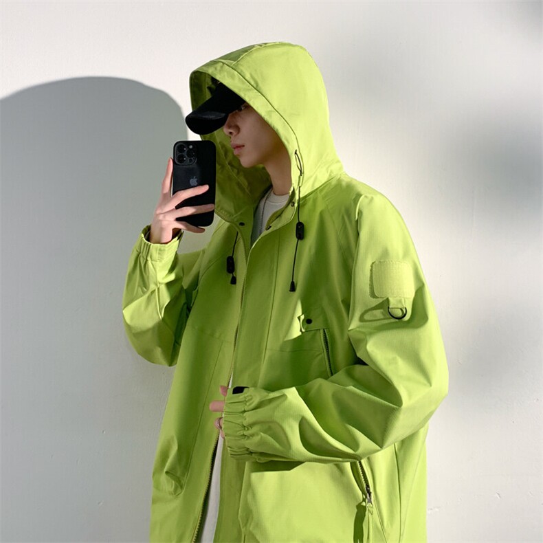 春秋款男士宽松工装大口袋连帽夹克宽松百搭外套冲锋衣JK8801-P65,男装夹克,电商B306