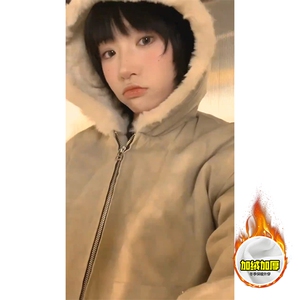 现货高品质美式冬季重磅座山雕大毛毛领pu皮棉衣男女加厚外套图片