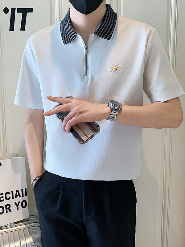 绿店主风社会小伙男士POLO衫男刺绣翻领保罗衫301A-1/PL123/P58,男装Polo衫,星座301A-1