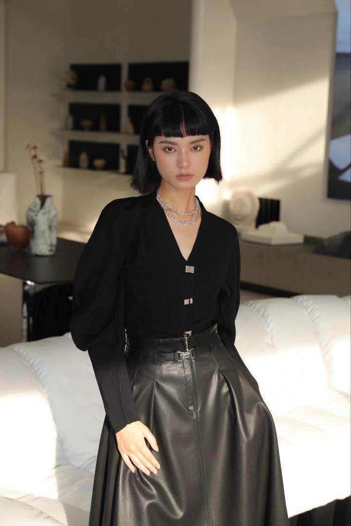 韵味廓形连身蝙蝠袖开衫毛衣～，女装针织衫/毛衣，GN