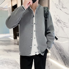 秋冬简约圆领针织毛衣男时尚休闲外套假两件开衫M886，男装针织衫/毛衣，星座1116A-2（原606A-1）