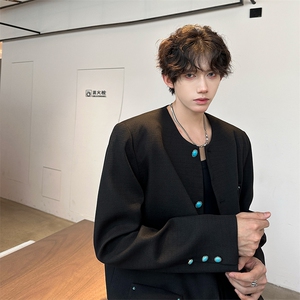 秋季新款设计师款绿松石纽扣小香风夹克外套A210A-JK03-P115图片