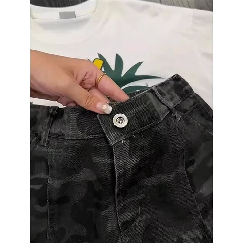 设计感迷彩宽松直筒牛仔裤男女新款显瘦百搭工装阔腿裤LA0877-P45,男装牛仔裤,星座1008