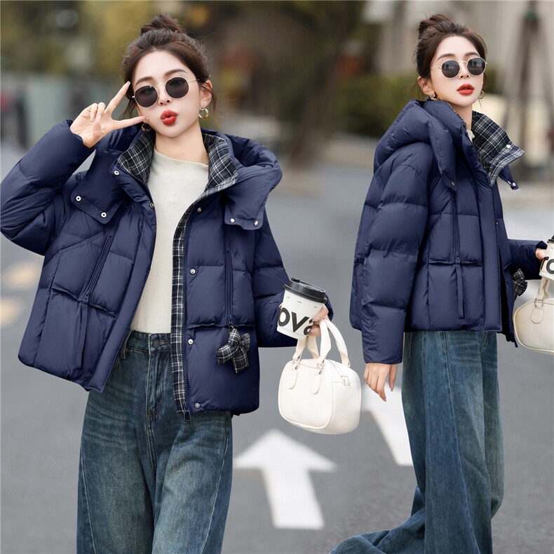 白鸭绒短款连帽保暖羽绒服女冬季新款百搭外套2025新品潮流品质女，女装羽绒服，意芙