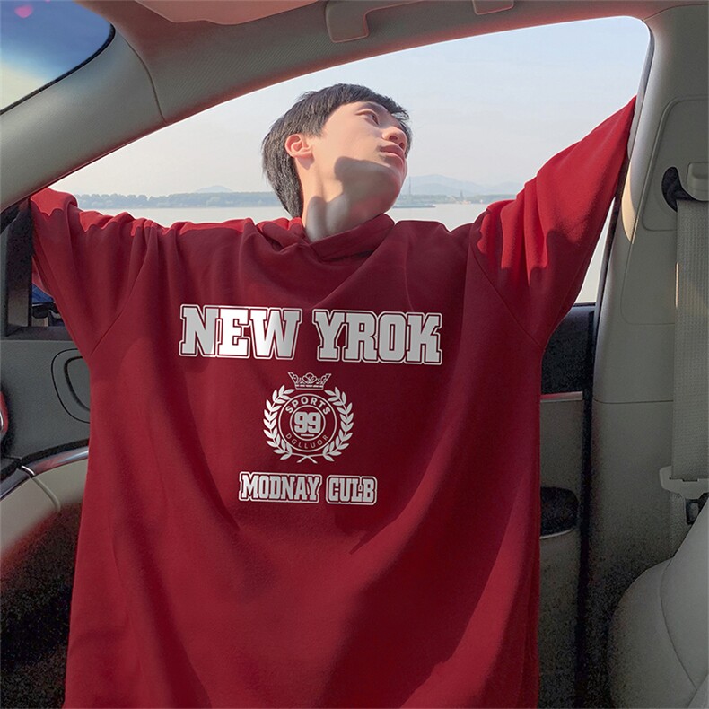 抖音得物供货可提供视频秋冬重磅美式宽松连帽卫衣WKD19,男装卫衣,电商A486