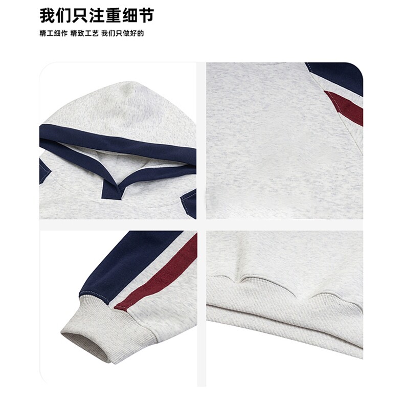抖音得物供货提供视频秋冬重磅美式宽松接拼连帽卫衣3211,男装卫衣,电商A486