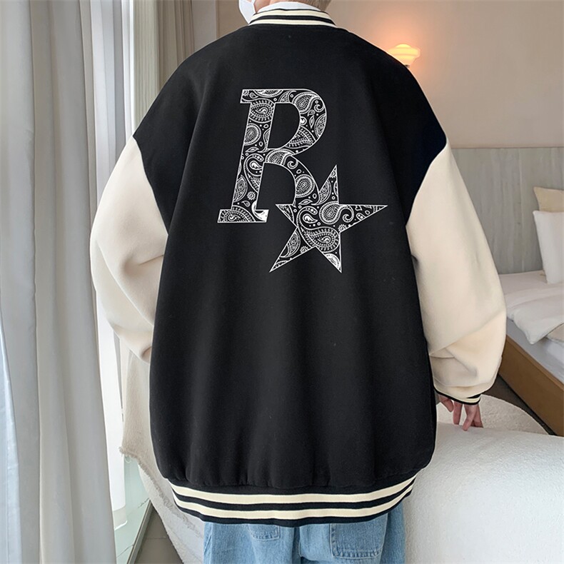 摇粒绒棒球服男大码开衫卫衣男夹克BF86328-P65,男装夹克,电商A040