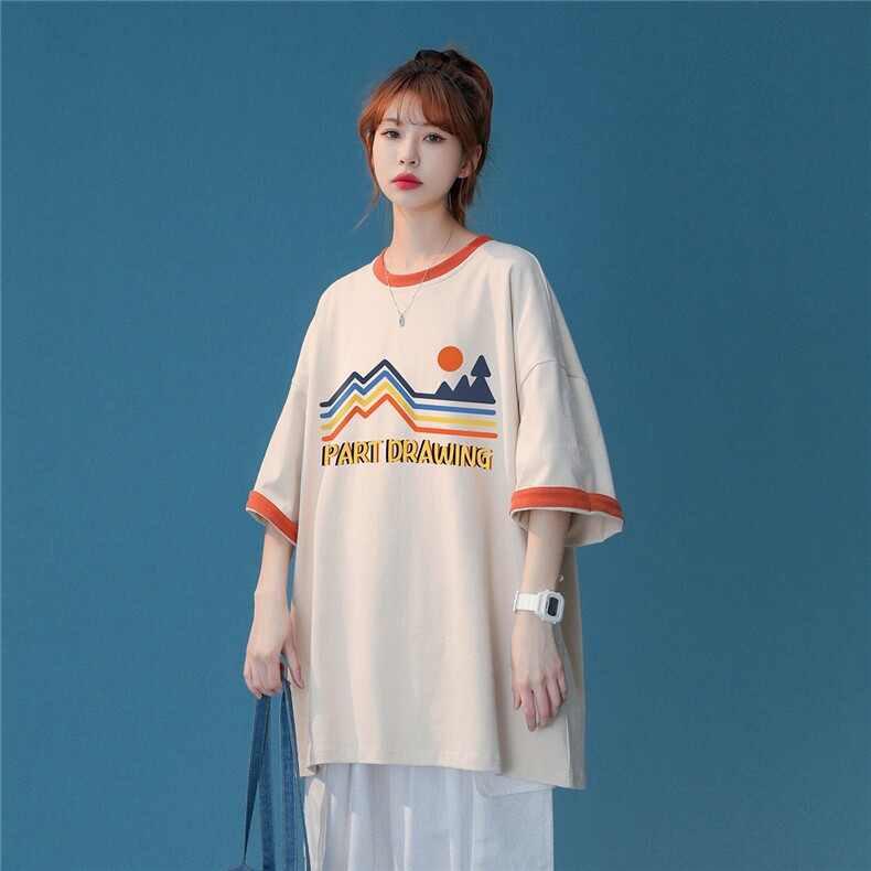 中性风2024夏季设计感字母印花情侣休闲T恤T260P35控58,女装T恤,A247A