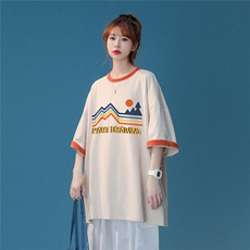 中性风2024夏季设计感字母印花情侣休闲T恤T260P35控58，女装T恤，A247A