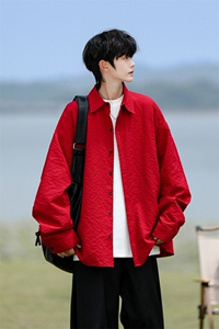 8XL-M泡泡纱盐缩肌理长袖衬衫男夏季冰丝外套防晒衬衣CS29007P40图片